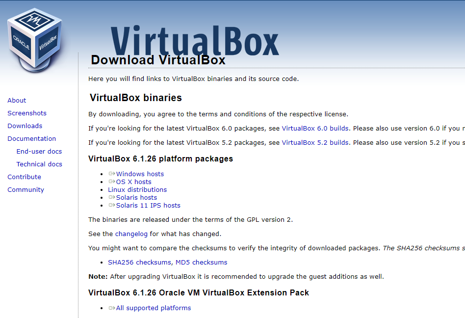 virtualbox seleccion de plataforma